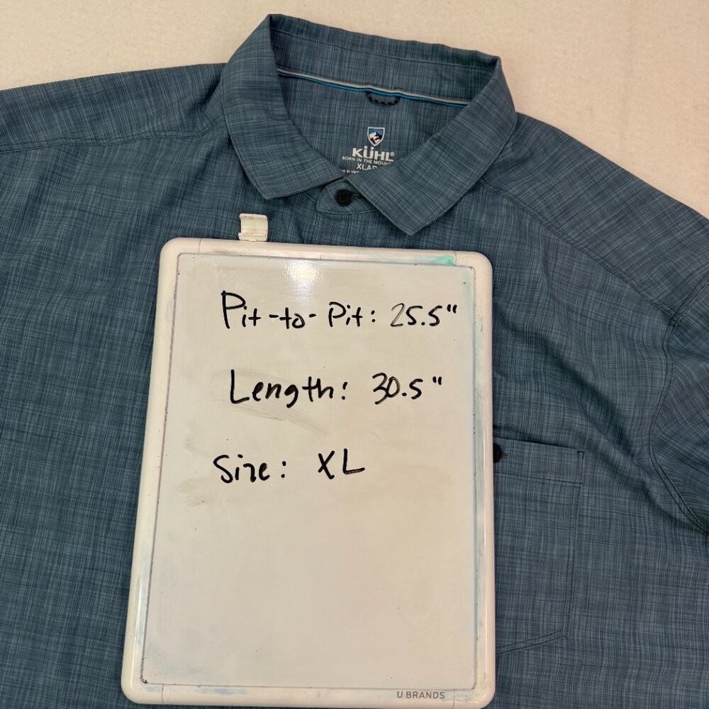 Kuhl Shirt Mens XL Persuadr Short Sleeve Button Up Lightweight Blue UPF Hiking - Picture 16 of 16